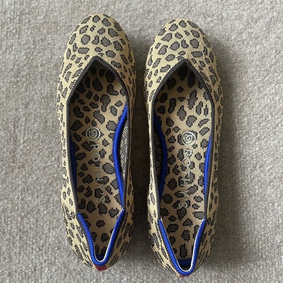 Rothy's Shoes Womens Size 7.5 The Flat Brown Spotted Leopard Print RETIRED Flats - Picture 5 of 15